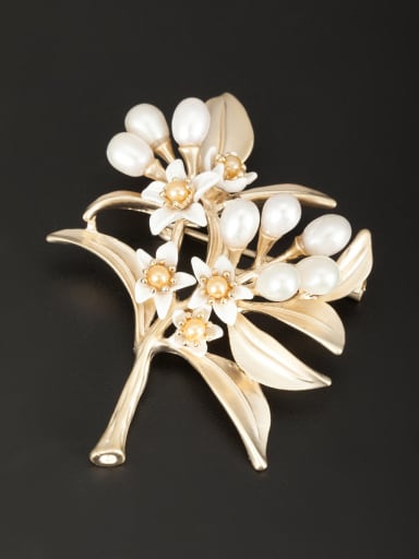 Flower Gold Plated Pearl Multicolor Lapel Pins & Brooche