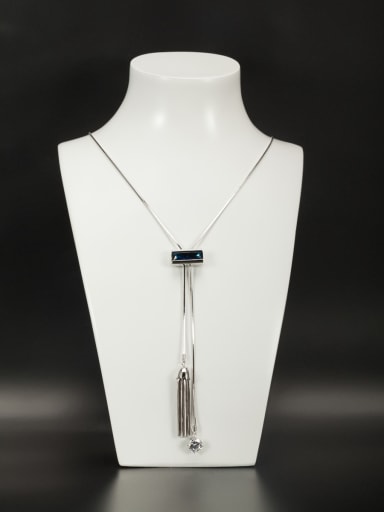Blacksmith Made Platinum Plated Copper Crystal Square Necklace