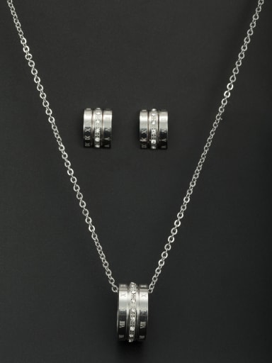 Round style with Stainless steel Rhinestone 2 Pieces Set