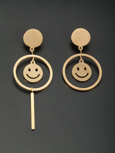 Gold color Stainless steel Round Drop drop Earring