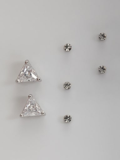 Platinum Plated Stylish Triangle Zircon Combined Studs stud Earring