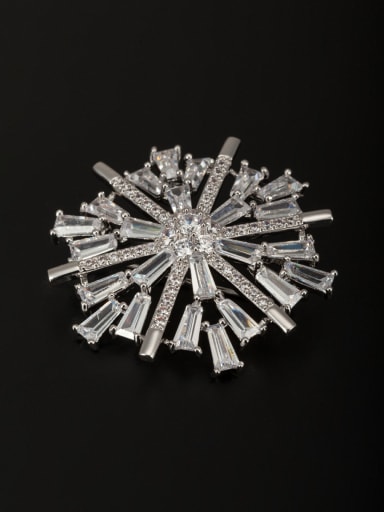 Platinum Plated Copper Zircon White Lapel Pins & Brooche