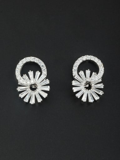 Flower Platinum Plated Zircon White Studs stud Earring