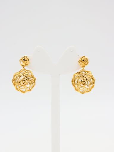 Personalized Gold Plated White Flower Zircon Drop drop Earring