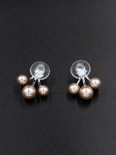 Custom Beige Studs stud Earring with Platinum Plated