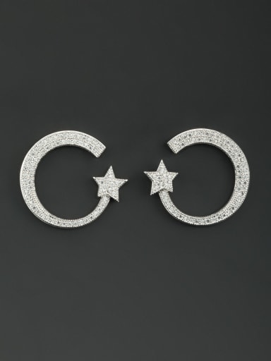 Mother's Initial White Studs stud Earring with Star Zircon