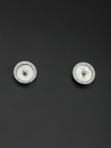 Mother's Initial White Studs stud Earring with Round