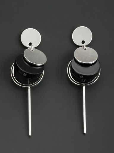 Blacksmith Made Platinum Plated Acrylic Round Drop drop Earring