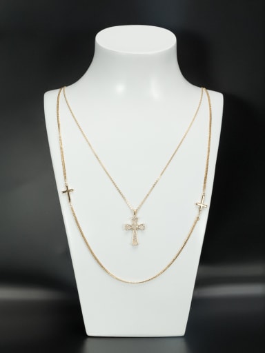 Gold Plated Cross White Zircon Beautiful Necklace