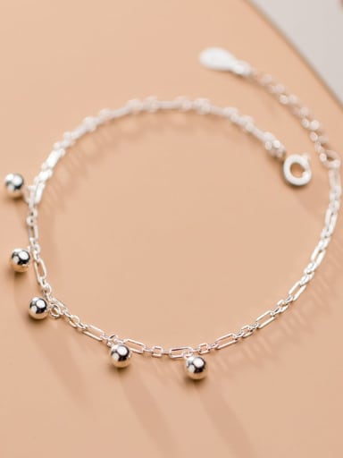 925 Sterling Silver With Platinum Plated Simplistic Round Bracelets