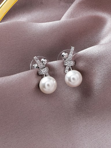 Alloy With Gold Plated Classic Small Pearl Knot Drop Earrings