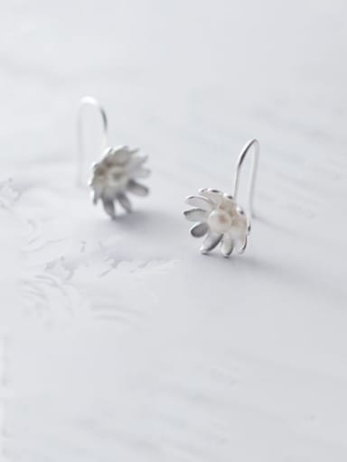 925 Sterling Silver With Rose Gold Plated Fashion Flower Hook Earrings