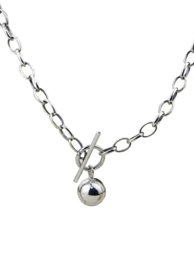 Vintage Sterling Silver With  Simplistic Round Beads  Hollow Chain Necklaces