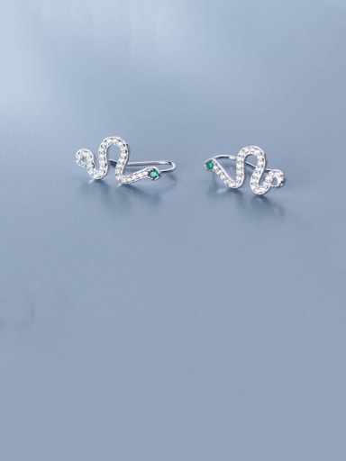 925 Sterling Silver With Platinum Plated Cute snake Stud Earrings
