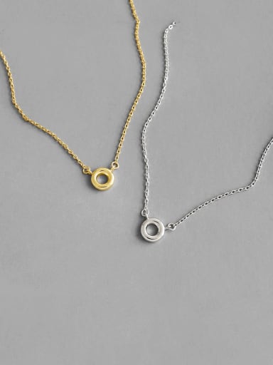 925 Sterling Silver With Gold Plated Simplistic Hollow  Round Necklaces