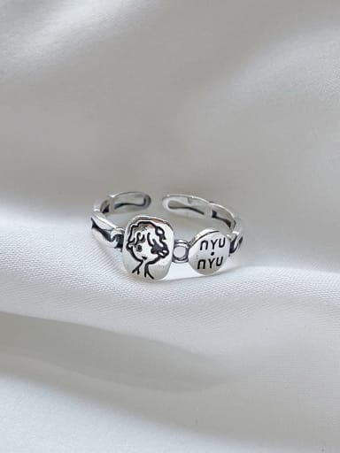 custom 925 Sterling Silver With  Vintage  Geometric  Boy Free Size Rings