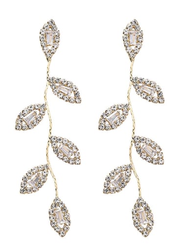 Alloy With Gold Plated Luxury Leaf Chandelier Earrings