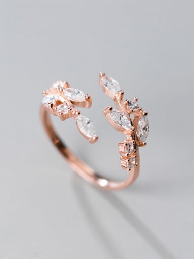 925 Sterling Silver With Rose Gold Plated Fashion Irregular Free Size Rings