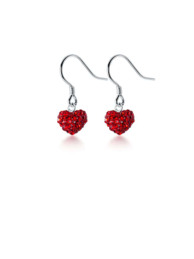 925 Sterling Silver With Platinum Plated Cute Heart Hook Earrings