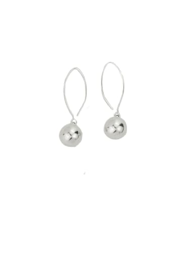 925 Sterling Silver With Platinum Plated Simplistic Round Hook Earrings