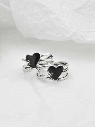 Vintage Sterling Silver With Platinum Plated Fashion Heart Free Size Rings