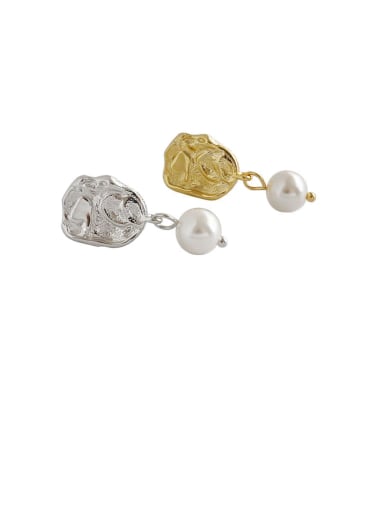 925 Sterling Silver With Gold Plated Simplistic Geometric Drop Earrings