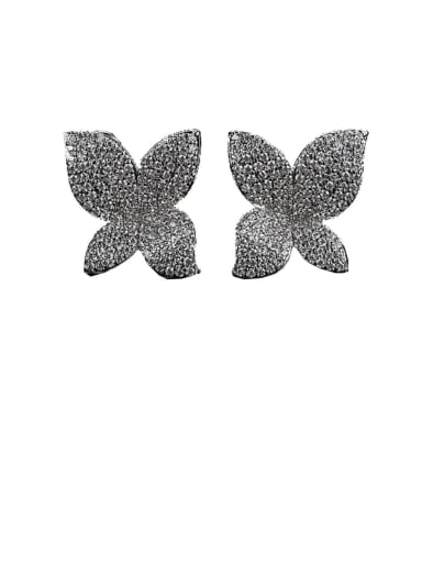 Platinum-t03i10 Copper With Gun Plated Fashion Flower Stud Earrings
