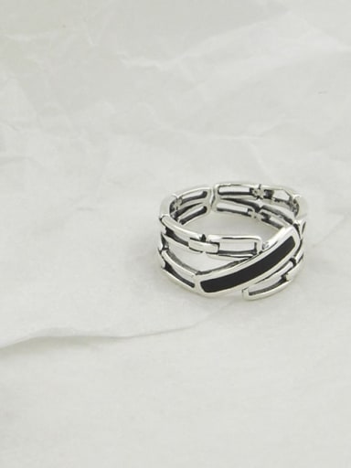 Vintage Sterling Silver With Platinum Plated Simplistic Irregular Free Size Rings