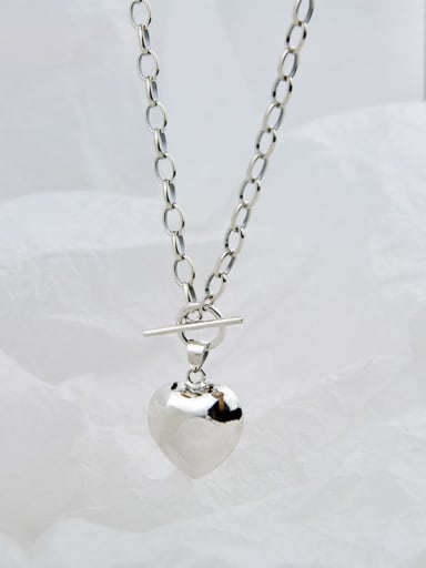 Vintage Sterling Silver With Platinum Plated Simplistic Heart Locket Necklace