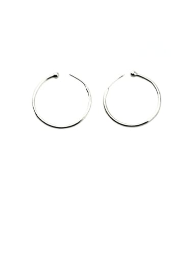 925 Sterling Silver With Platinum Plated Simplistic Hollow Round Hoop Earrings