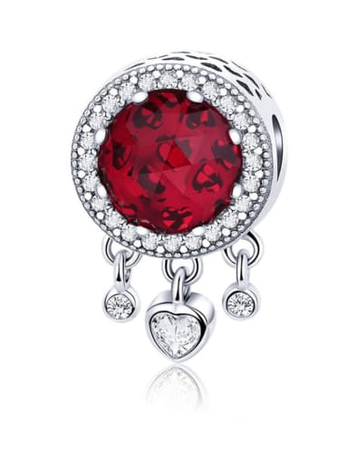 Red 925 silver cute heart charms