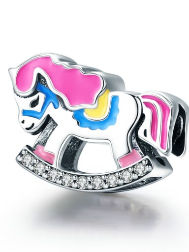 Rocking Trojan horse 925 silver rainbow charms