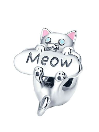 custom 925 silver cute cat charms