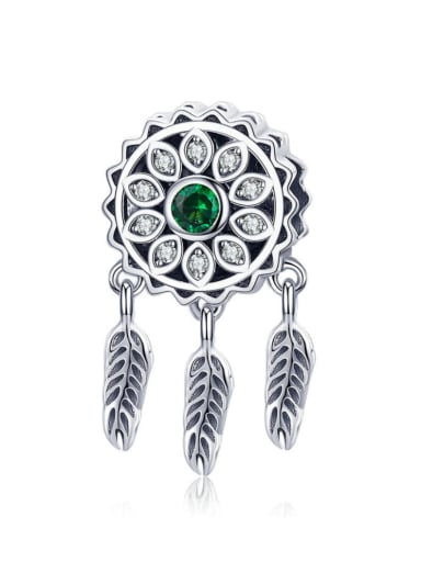 Green 925 silver artificial zircon charms