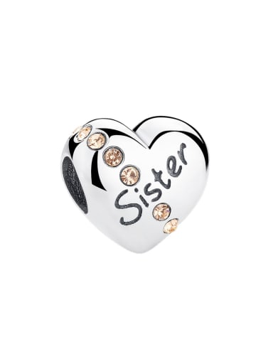 Sister 925 silver cute heart charms