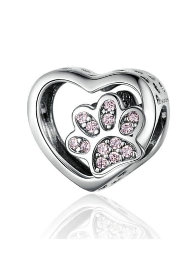 925 silver cute pet footprints charms