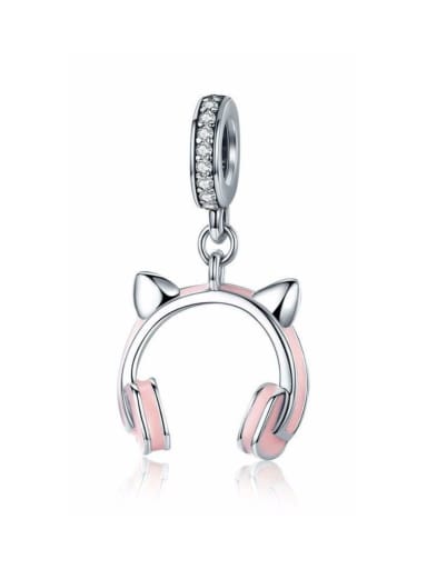 925 silver cute cat headphones charms