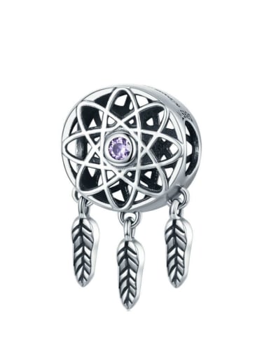 Purple 925 silver artificial zircon charms