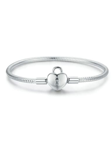 custom 925 silver cute heart lock Chain Bracelet