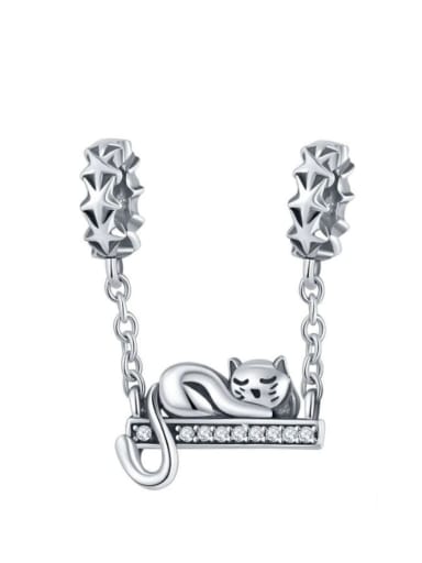 925 silver cute cat charms