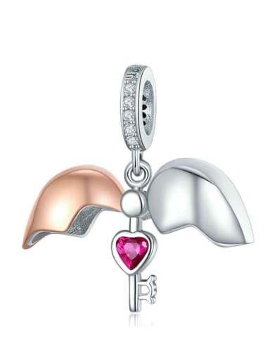custom 925 silver artificial zircon heart-shaped charms