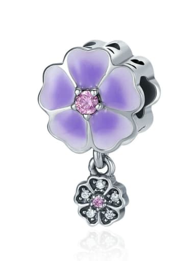 925 silver purple flower charms