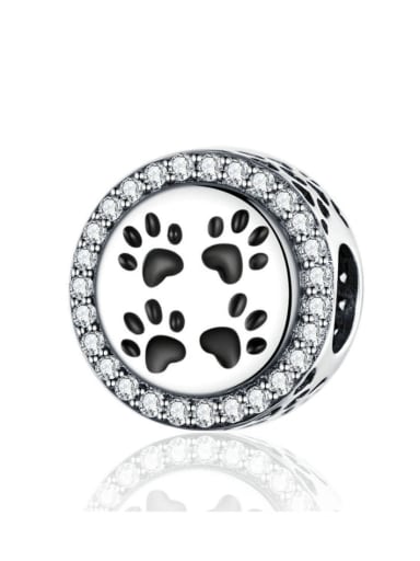 custom 925 silver cute paw print charms