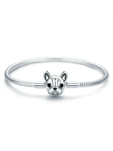custom 925 Silver Cute Dog Chain Bracelet