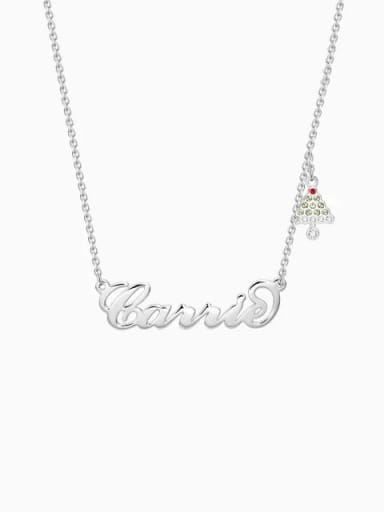 Customize Christmas Tree Name Necklace Silver