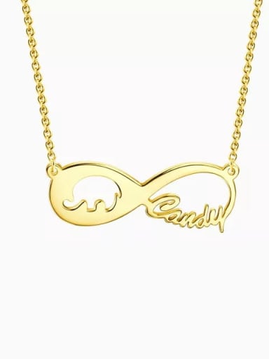 18K Gold Plated Lucky Elephant Infinity Name Necklace Silver