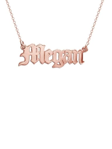 18K Rose Gold Plated Megan style Personalized old english Name Necklace