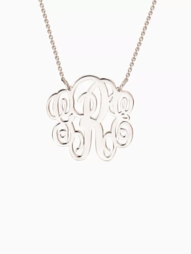 Customize Small Fancy Monogram Necklace silver