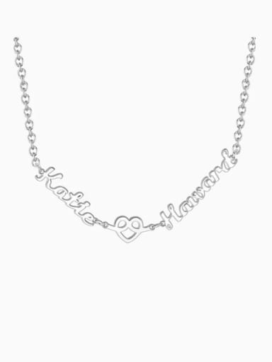 Customized Love Hug Two Name Necklace Silver