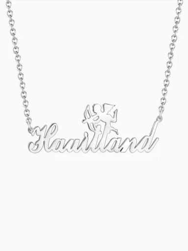 Customized Silver Cupid Name Necklace 18K White Plated